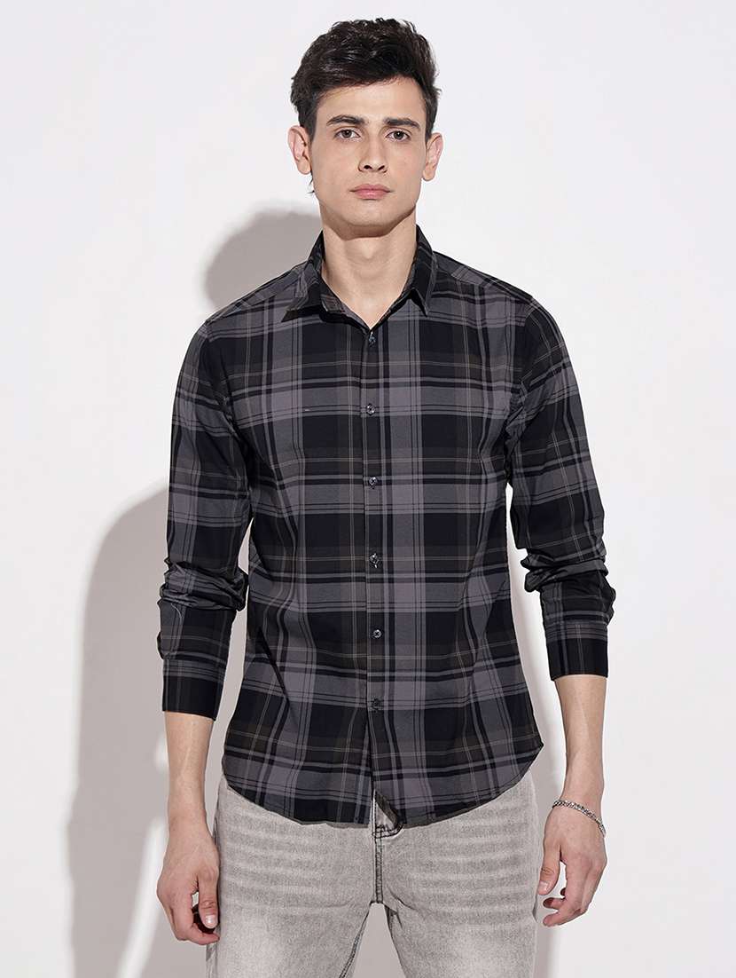 men checkered long sleeve regular fit casual shirt - 22102285 -  Standard Image - 2