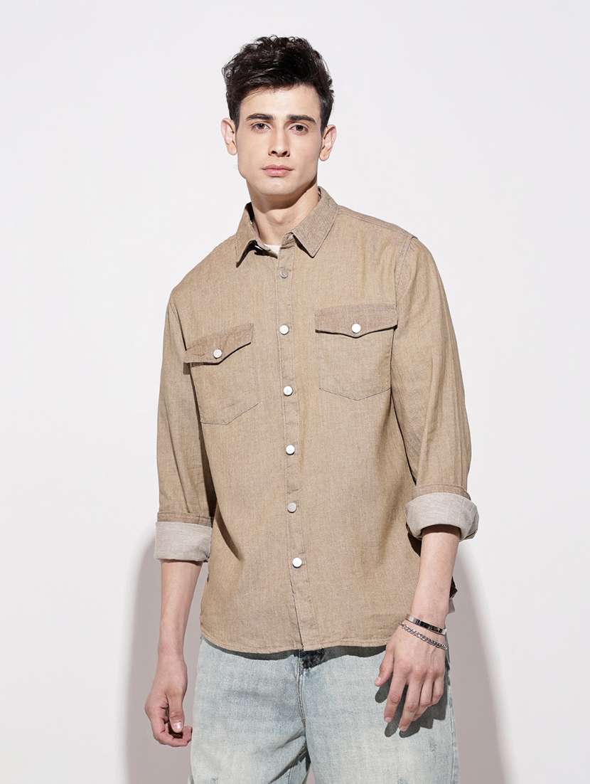 men solid long sleeve regular fit casual shirt - 22102286 -  Standard Image - 2