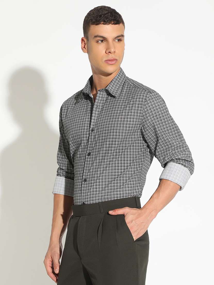 men checkered long sleeve regular fit casual shirt - 22102291 -  Standard Image - 2