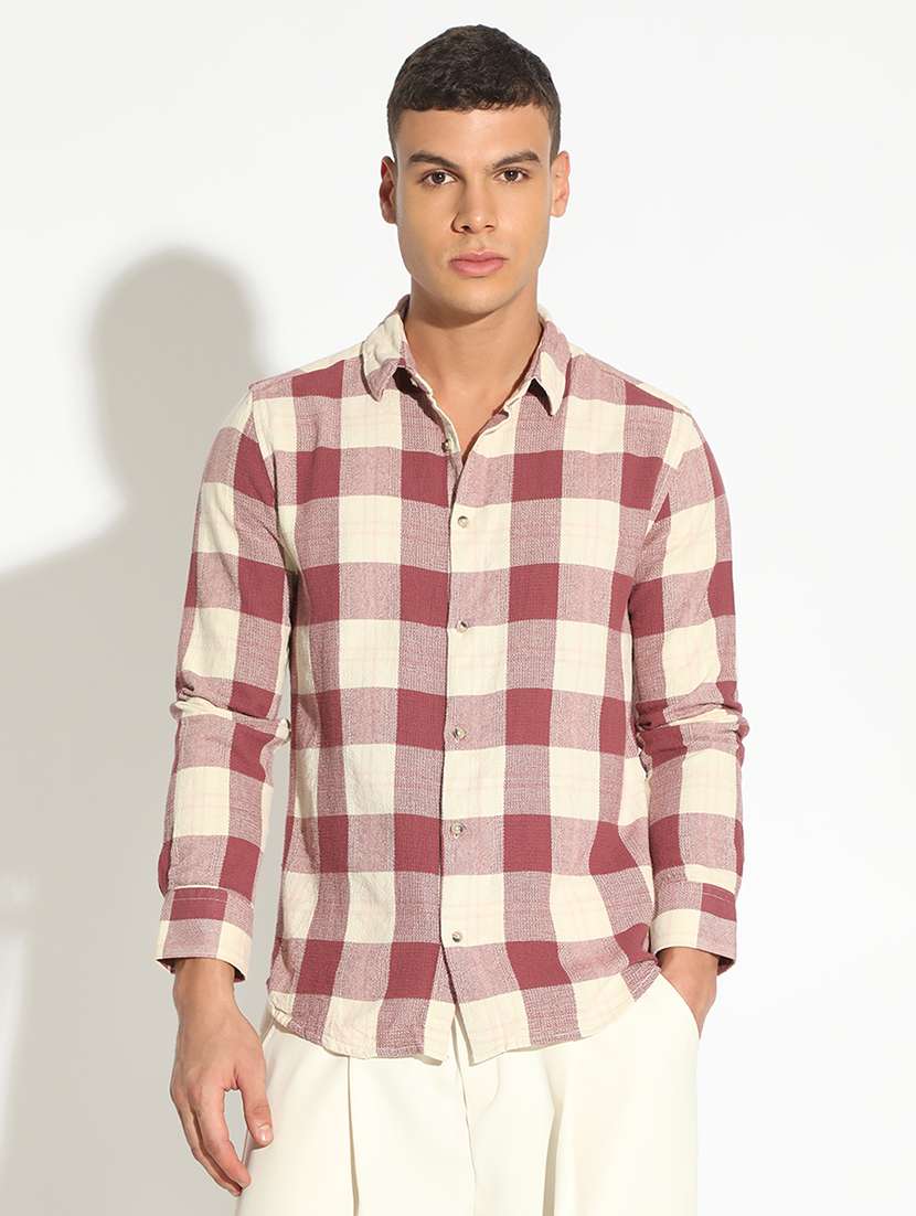 men checkered long sleeve regular fit casual shirt - 22102292 -  Standard Image - 2