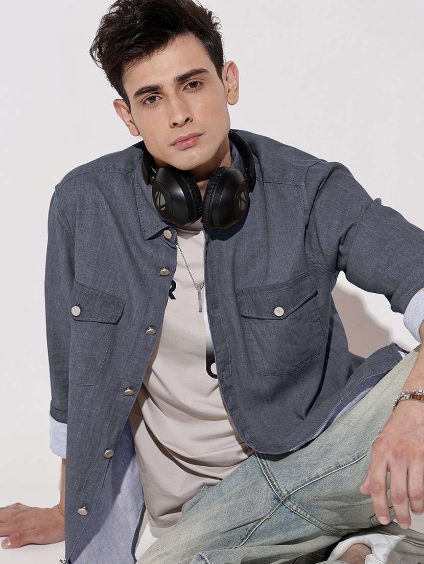 men solid long sleeve regular fit casual shirt