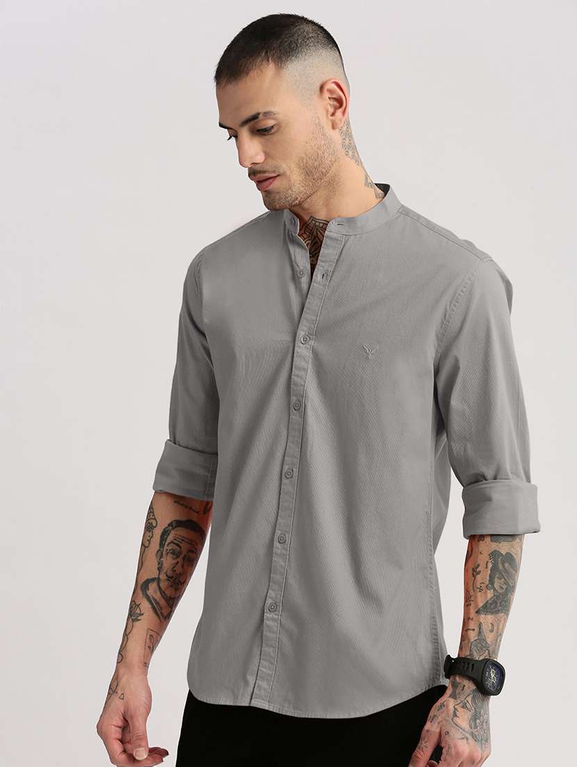 men solid long sleeve regular fit casual shirt - 22102300 -  Standard Image - 2