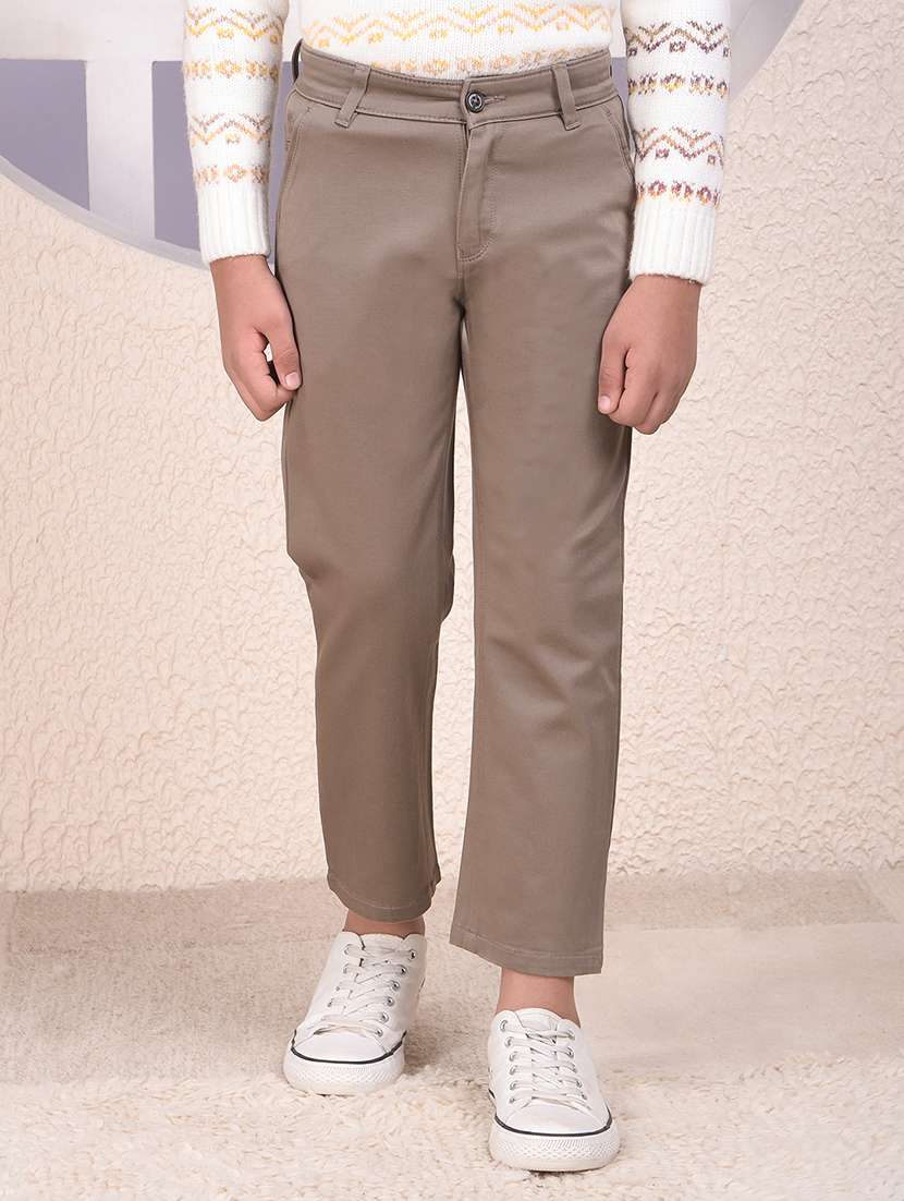 boys solid mid rise chinos
