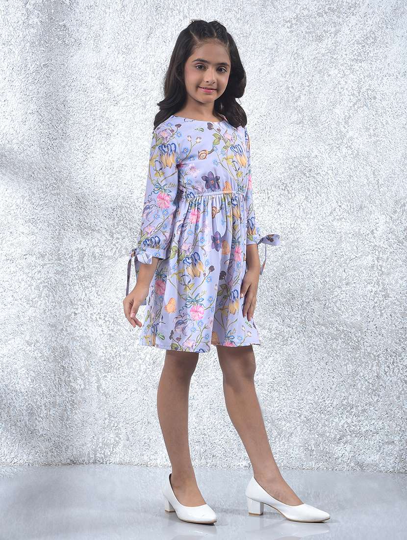 girls floral print round neck a-line dress - 22102374 -  Standard Image - 2