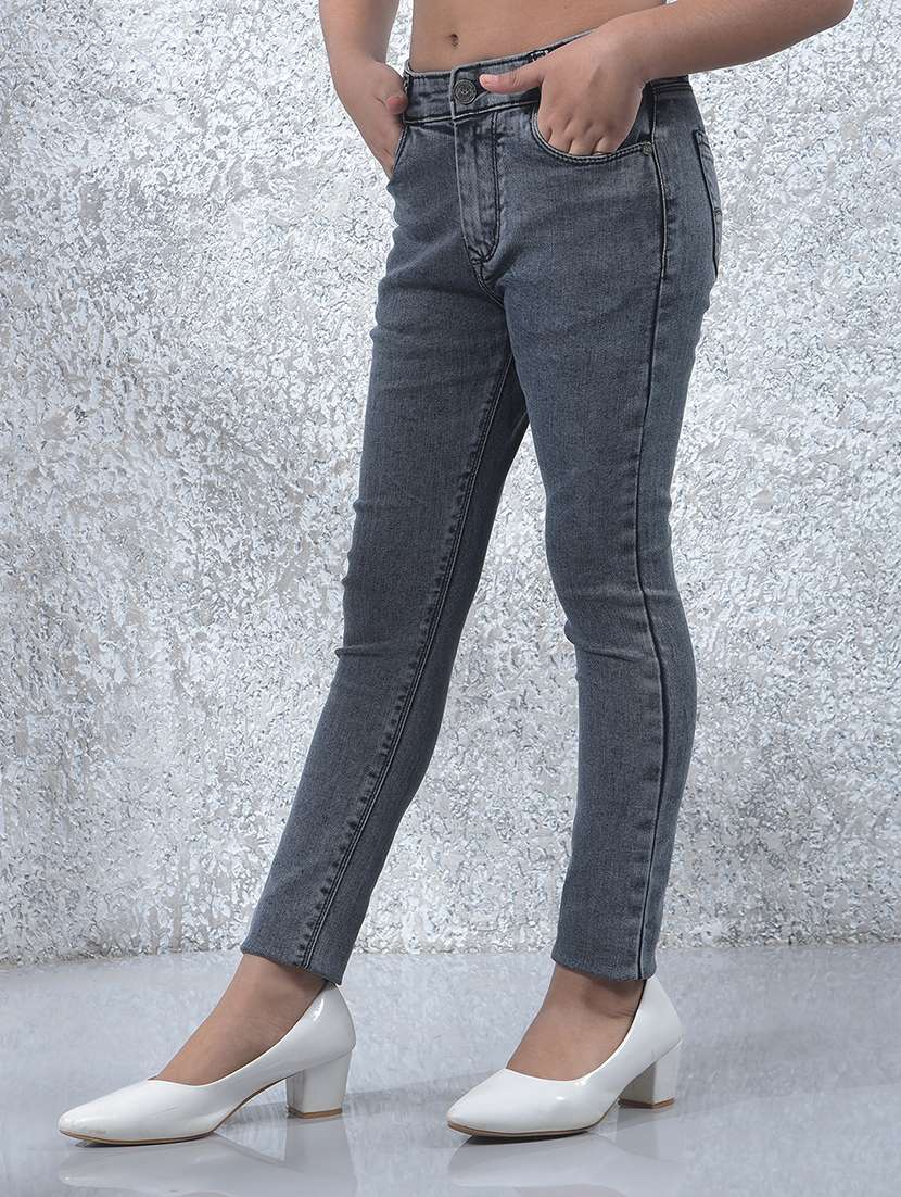 girls solid mid rise slim fit jean - 22102382 -  Standard Image - 2