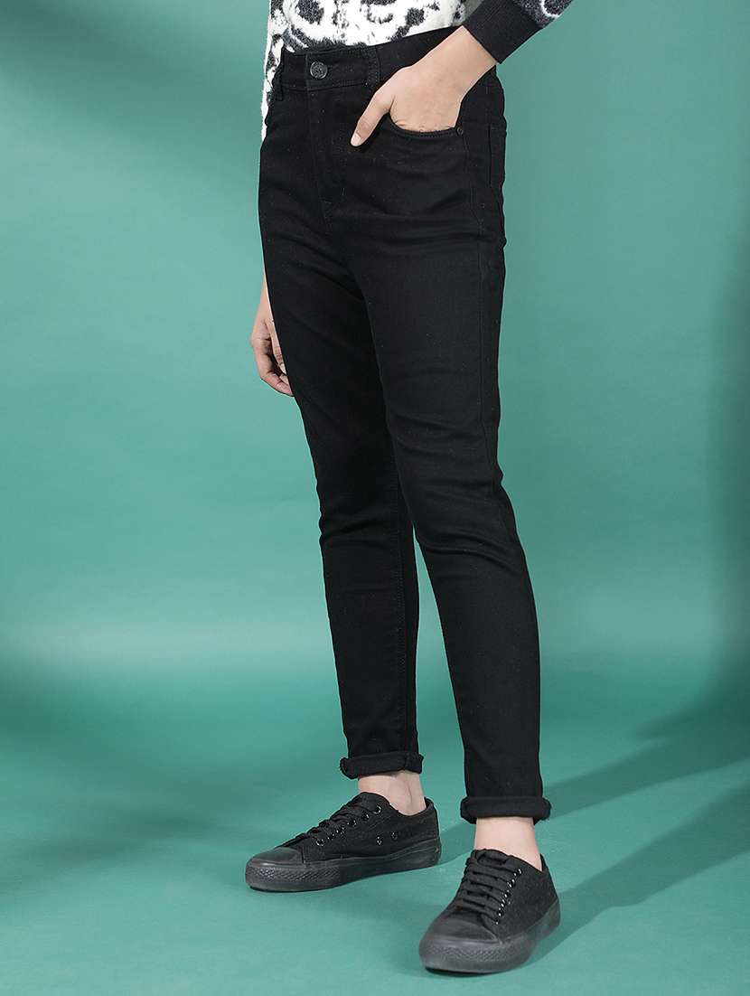 girls solid mid rise slim fit jean - 22102387 -  Standard Image - 2