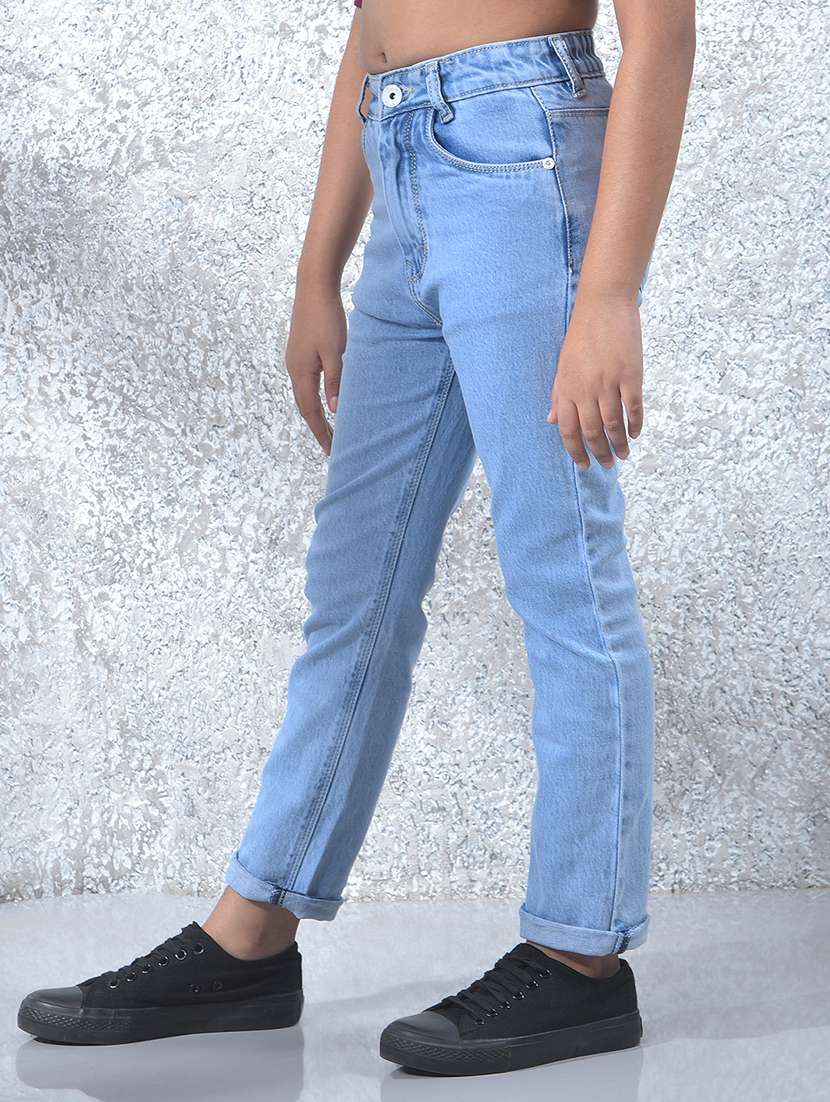 girls solid mid rise straight fit jean - 22102394 -  Standard Image - 2
