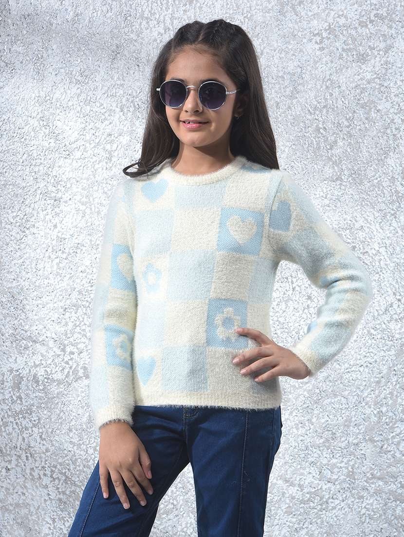 girls self designed long sleeve sweater