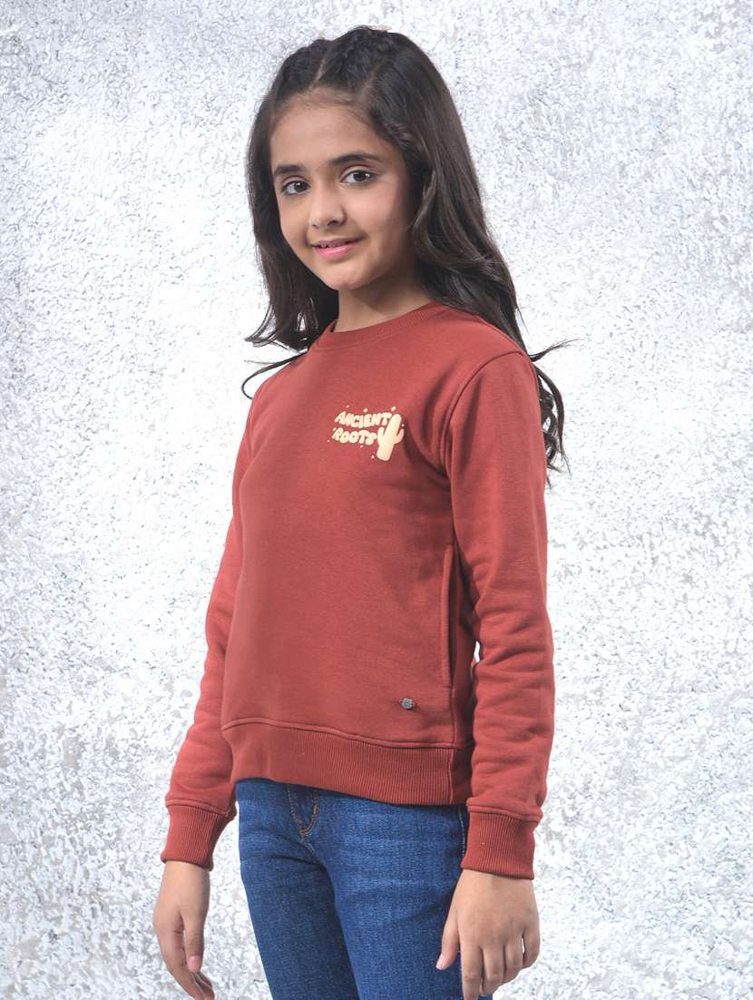 girls solid long sleeve sweatshirt - 22102403 -  Standard Image - 2