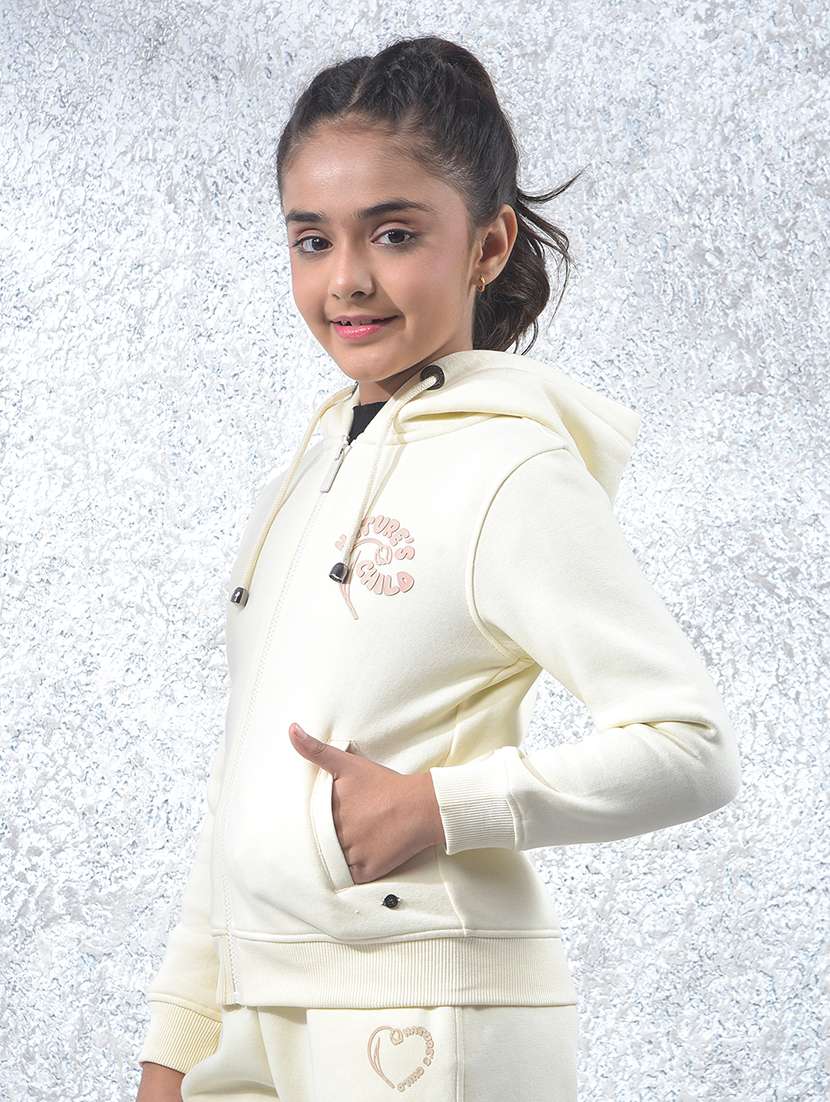 girls solid long sleeve hooded sweatshirt - 22102405 -  Standard Image - 2