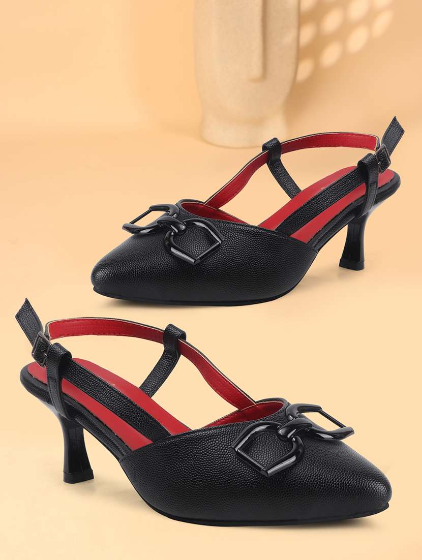 women solid back strap kitten heel sandals