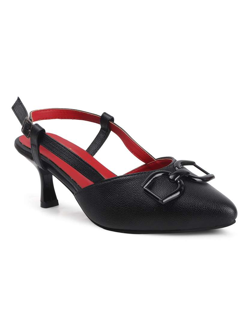 women solid back strap kitten heel sandals - 22102643 -  Standard Image - 2