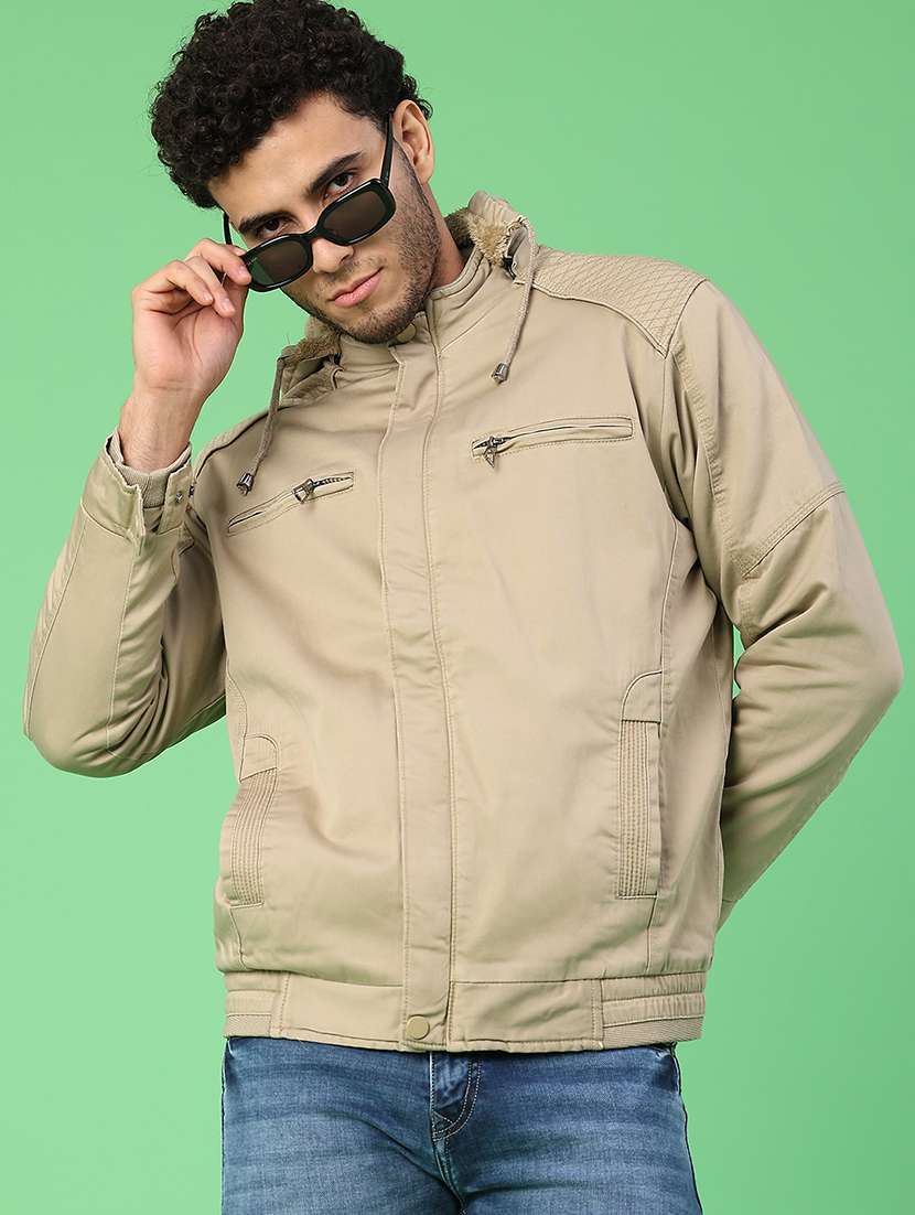 men solid long sleeve bomber jacket