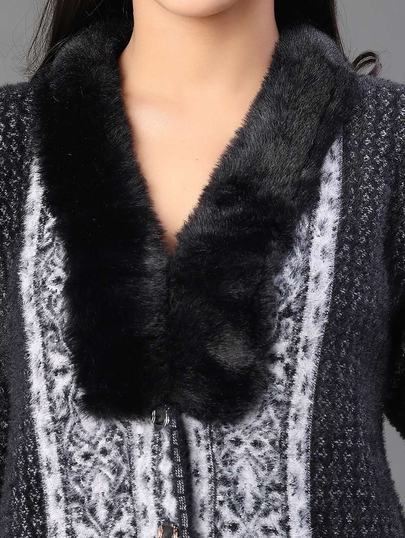 women self design long sleeve cardigan - 22102751 -  Standard Image - 2