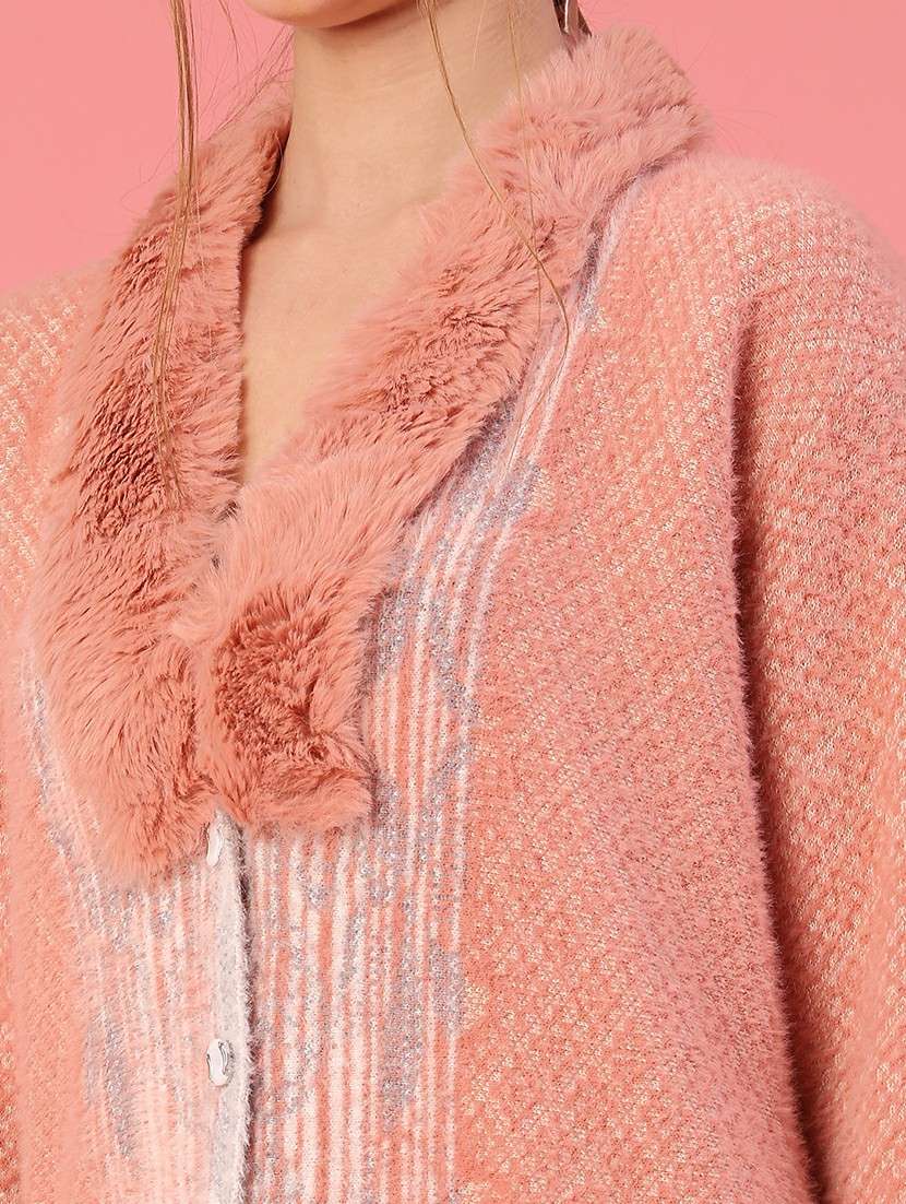 women self design long sleeve cardigan - 22102752 -  Standard Image - 2