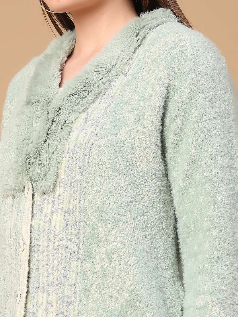 women self design long sleeve cardigan - 22102753 -  Standard Image - 2