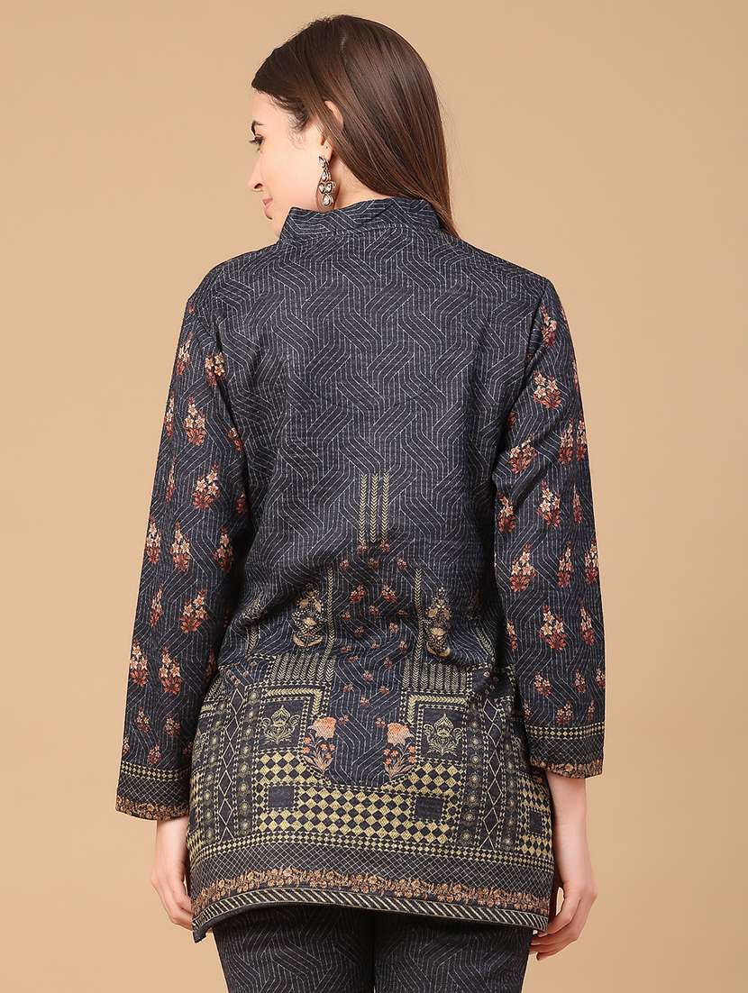 women printed three quarter sleeve ethnic co-ord set - 22102834 -  Standard Image - 2