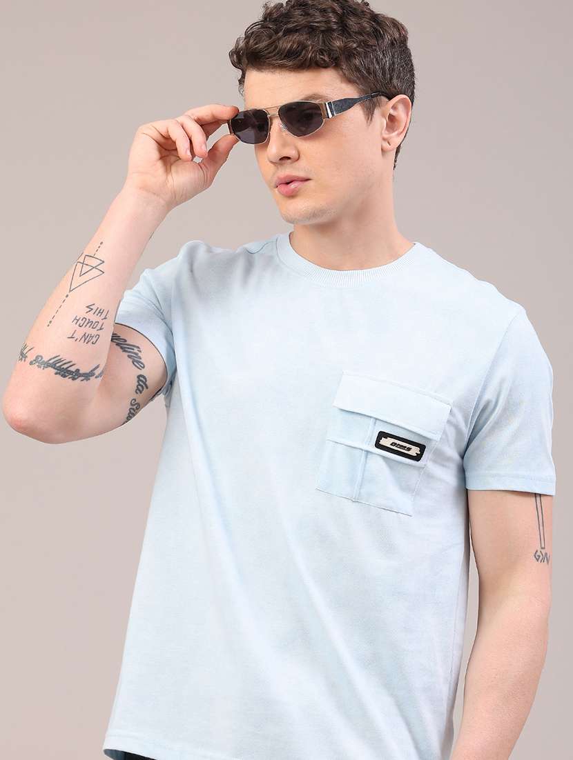 men solid short sleeve regular fit t-shirt