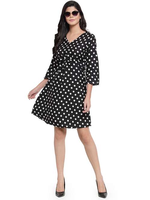 women polka doted bell sleeve a-line dress - 22102986 -  Standard Image - 0