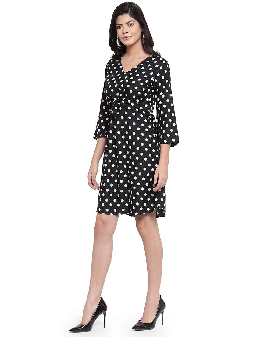 women polka doted bell sleeve a-line dress - 22102986 -  Standard Image - 2