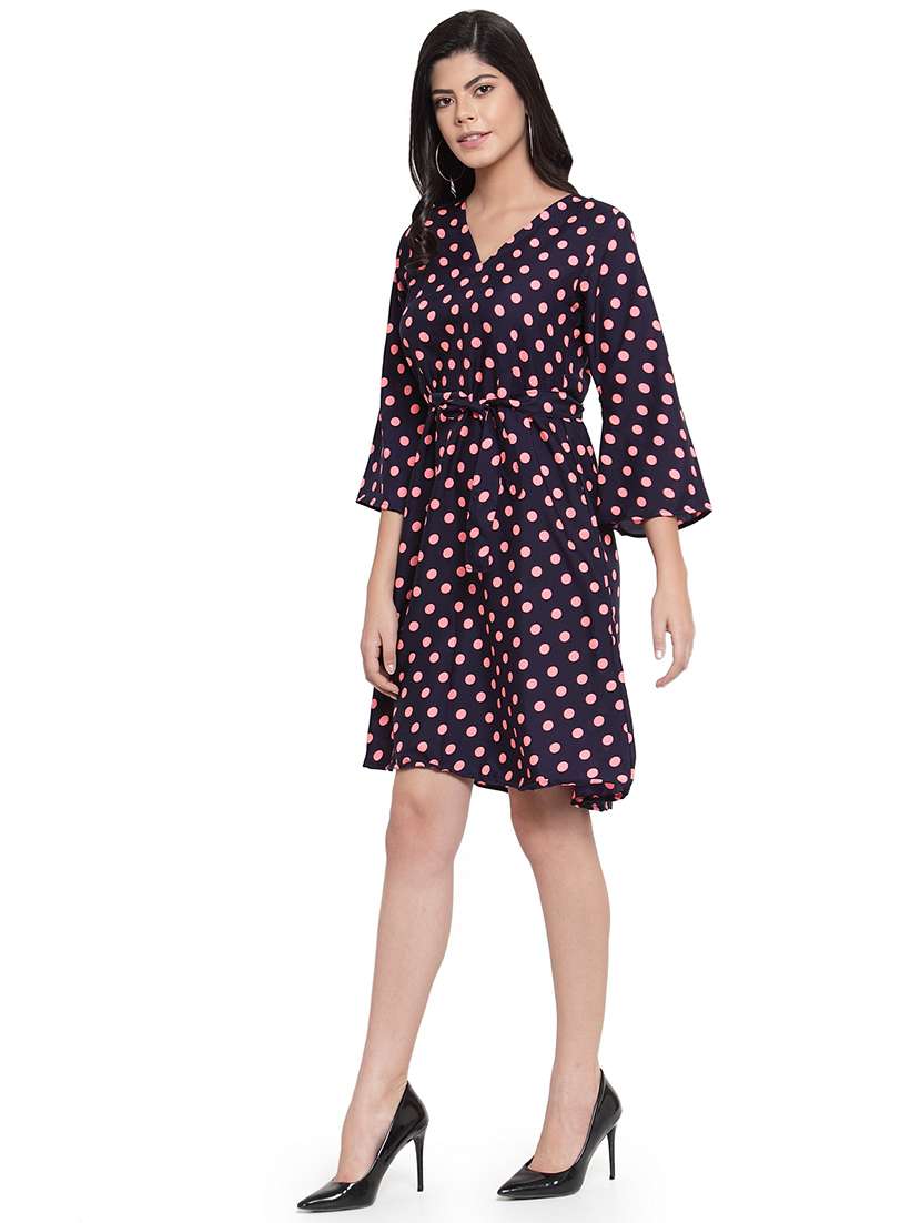 women polka doted bell sleeve a-line dress - 22102987 -  Standard Image - 2