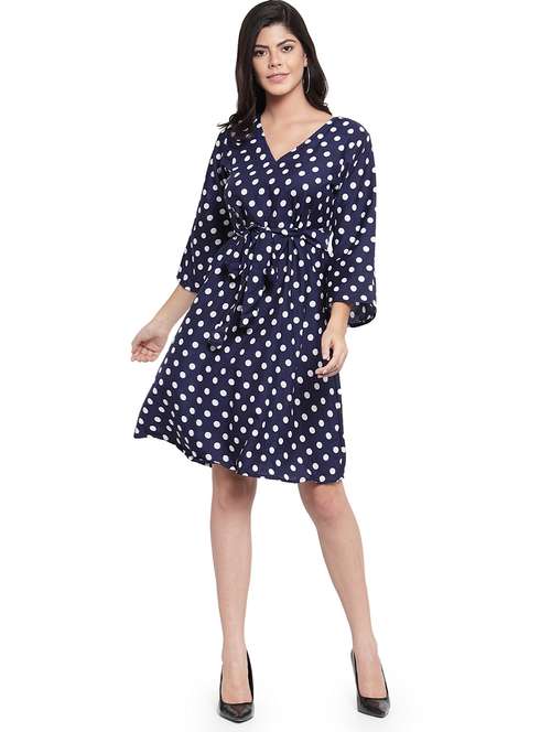 women polka doted bell sleeve a-line dress - 22102988 -  Standard Image - 0