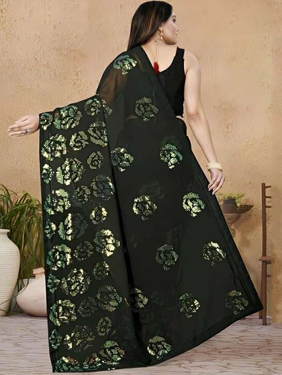 women solid with work embellished saree with blouse - 22103169 - Standard Image - 2