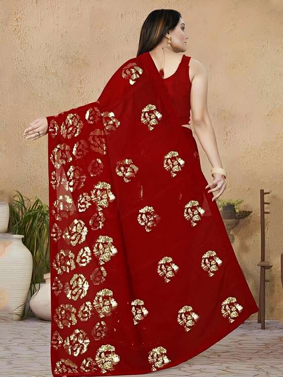 women solid with work embellished saree with blouse - 22103171 - Standard Image - 2