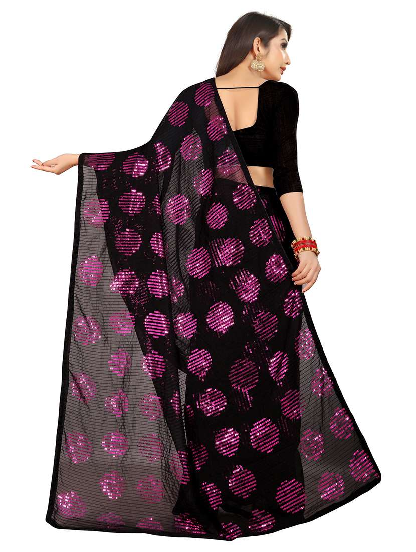 women solid with work embellished saree with blouse - 22103175 - Standard Image - 2