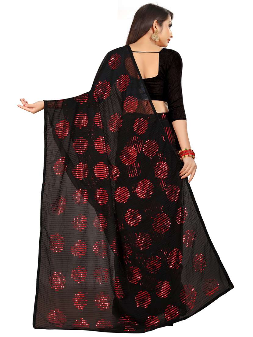 women solid with work embellished saree with blouse - 22103176 - Standard Image - 2
