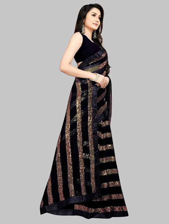women solid with work embellished saree with blouse - 22103182 - Standard Image - 2