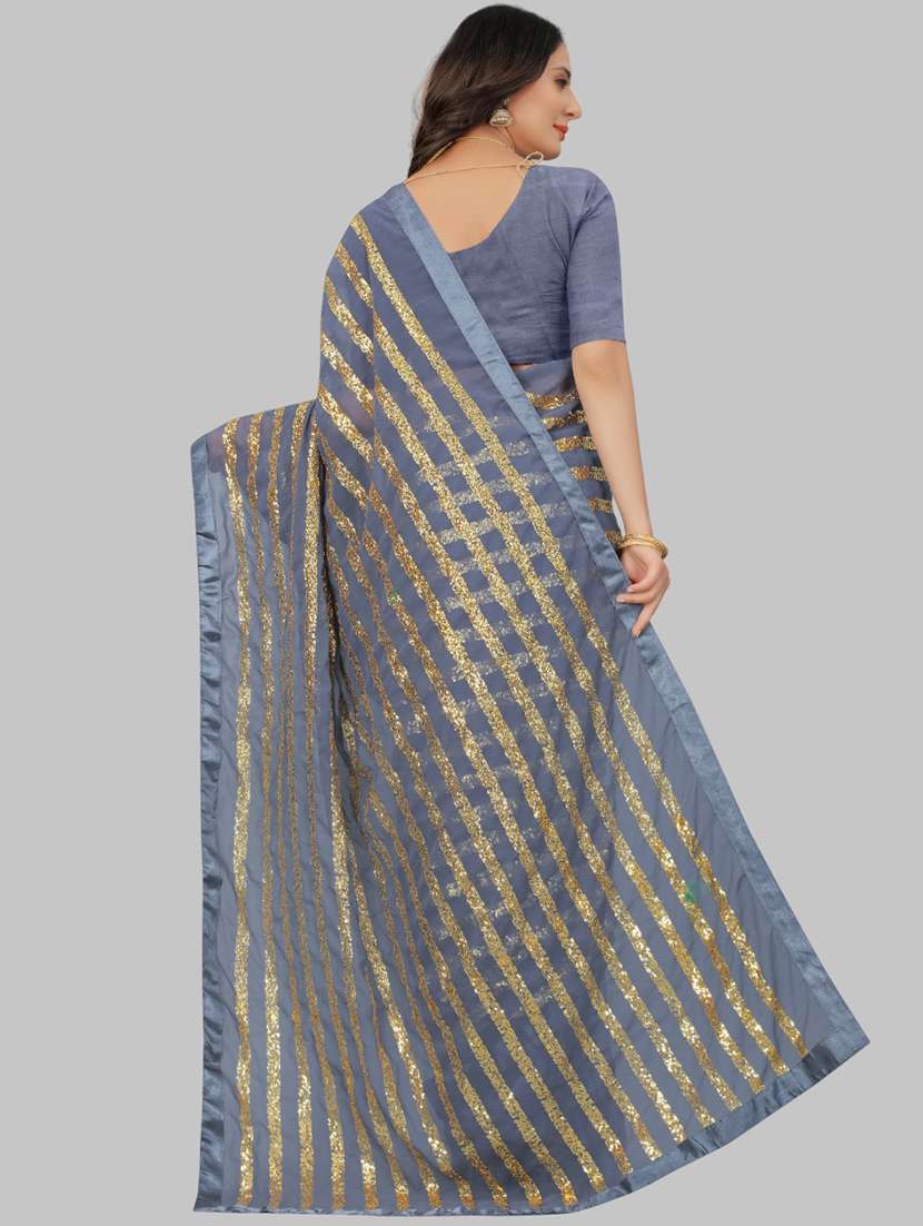 women solid with work embellished saree with blouse - 22103185 - Standard Image - 2