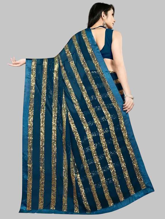 women solid with work embellished saree with blouse - 22103189 - Standard Image - 2