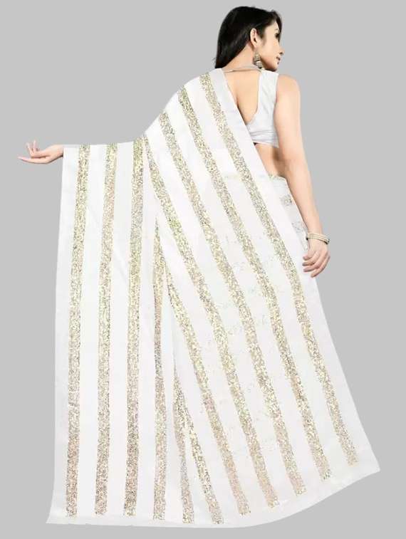 women solid with work embellished saree with blouse - 22103190 - Standard Image - 2