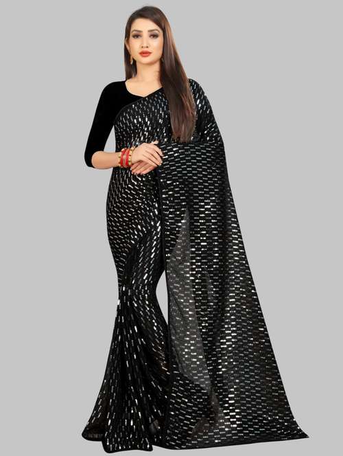 women solid with work embellished saree with blouse - 22103192 -  Standard Image - 0