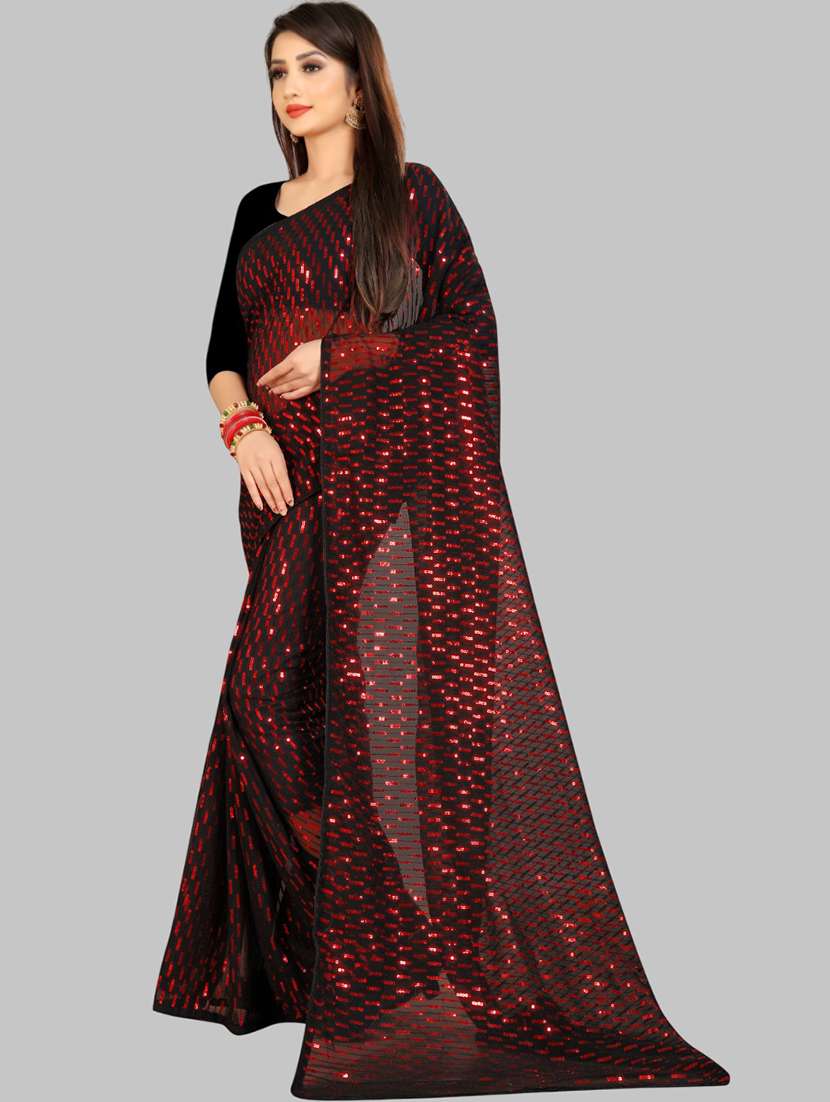 women solid with work embellished saree with blouse - 22103194 - Standard Image - 2