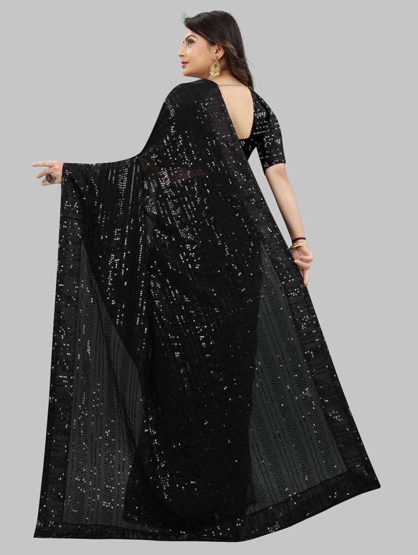 women solid with work embellished saree with blouse - 22103196 - Standard Image - 2