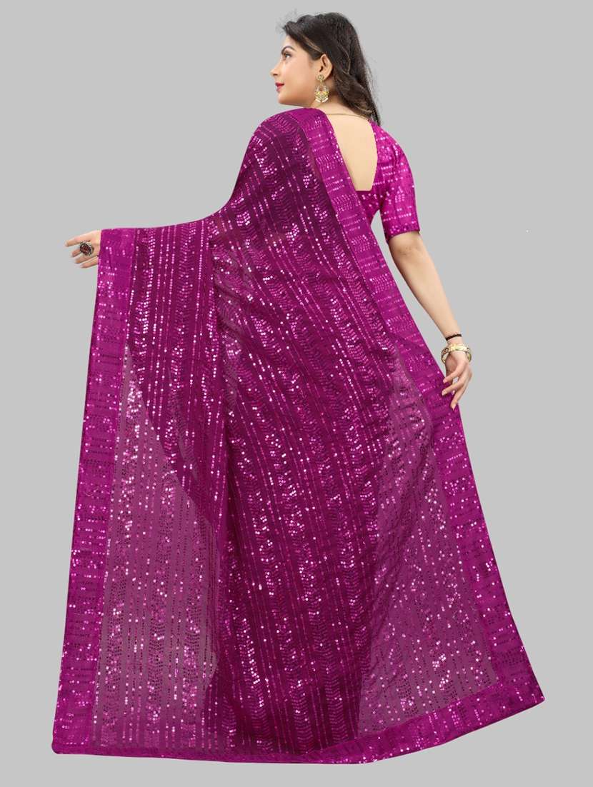 women solid with work embellished saree with blouse - 22103198 - Standard Image - 2