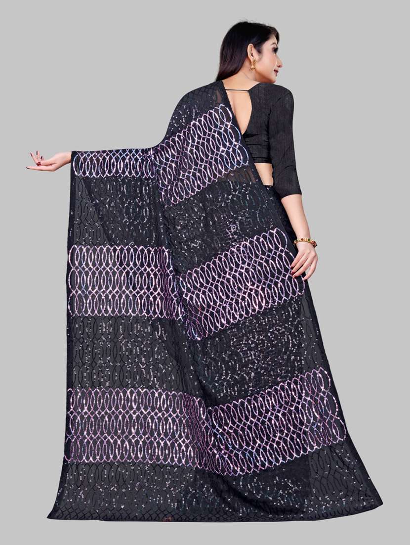 women solid with work embellished saree with blouse - 22103199 - Standard Image - 2