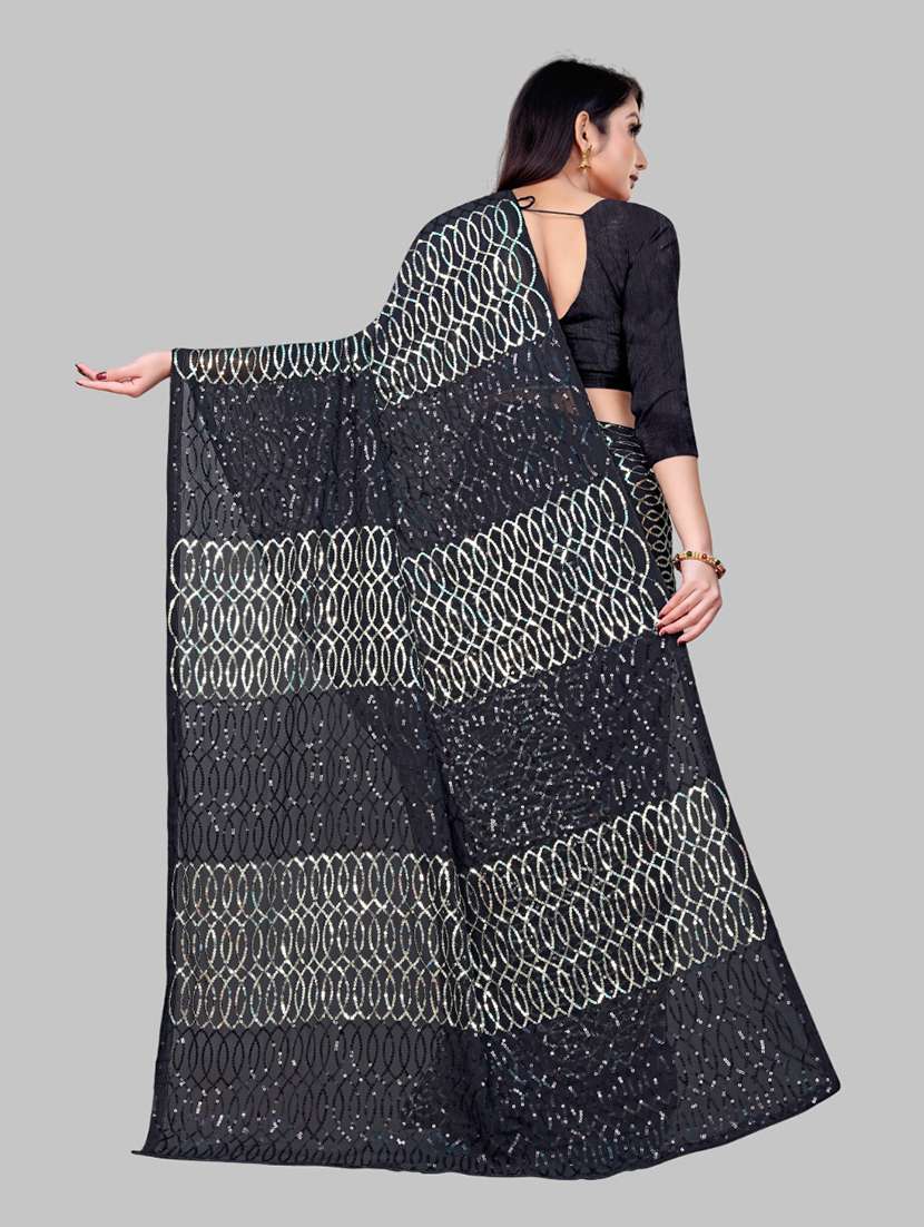 women solid with work embellished saree with blouse - 22103201 - Standard Image - 2