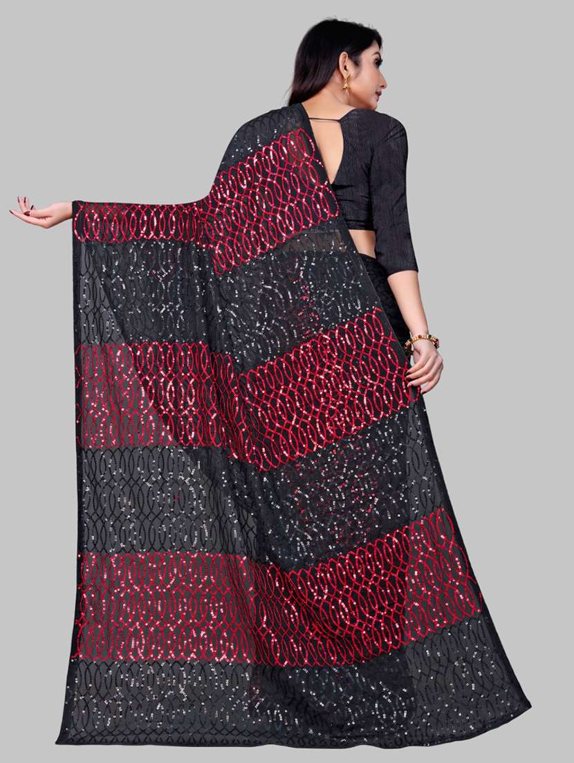women solid with work embellished saree with blouse - 22103203 - Standard Image - 2
