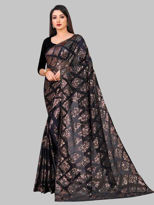 women solid with work embellished saree with blouse - 22103208 - Standard Image - 0