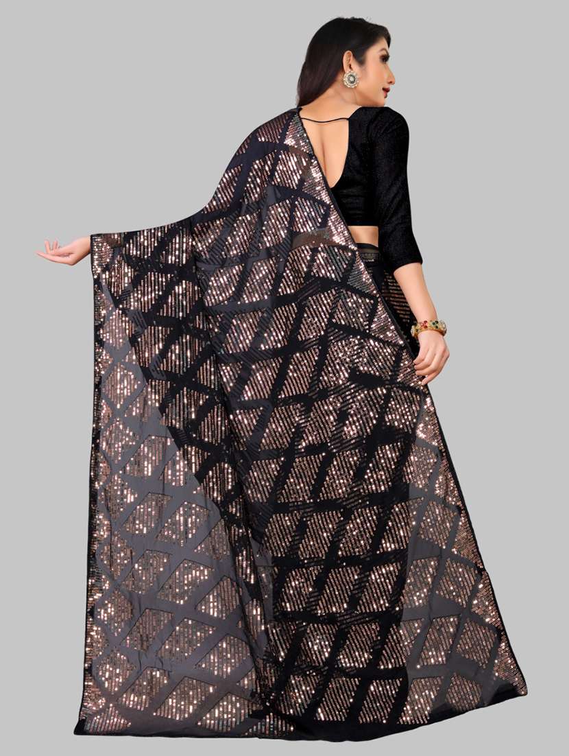 women solid with work embellished saree with blouse - 22103208 - Standard Image - 2
