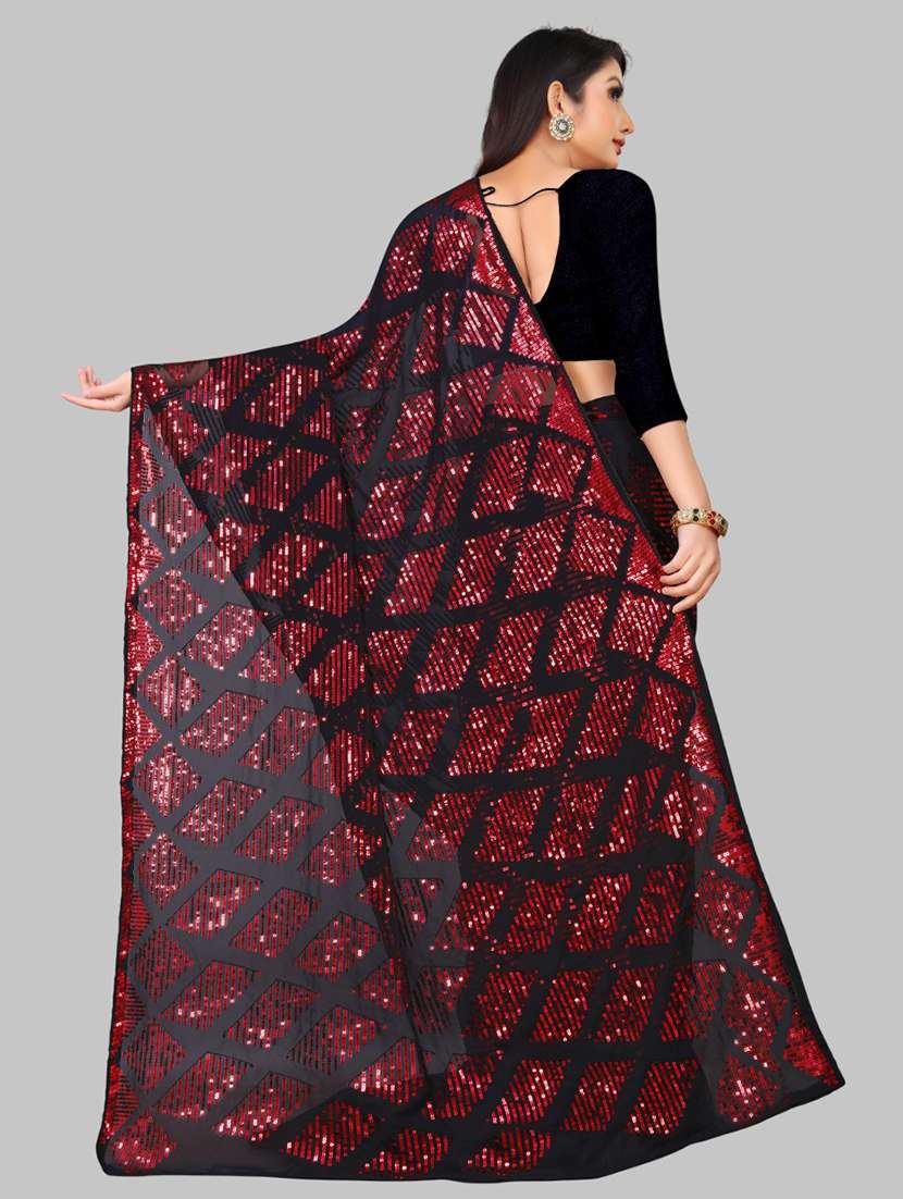 women solid with work embellished saree with blouse - 22103209 - Standard Image - 2