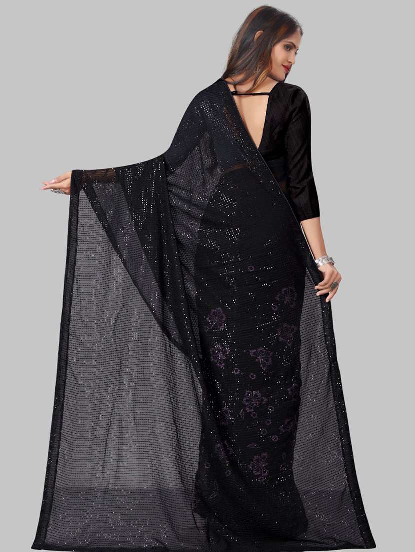 women solid with work embellished saree with blouse - 22103210 - Standard Image - 2
