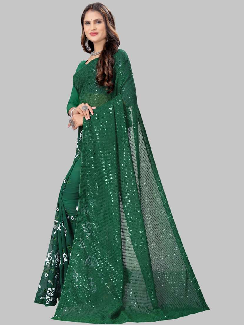 women solid with work embellished saree with blouse - 22103211 - Standard Image - 2
