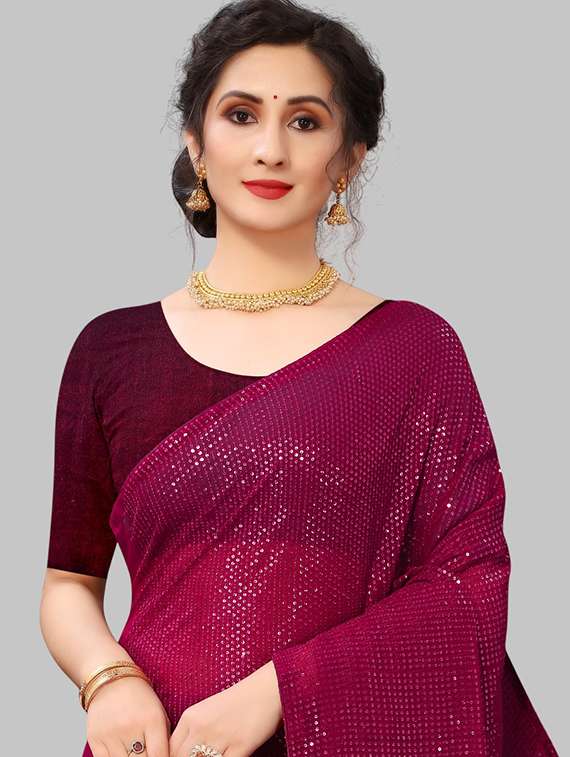 women solid with work embellished saree with blouse - 22103212 - Standard Image - 2