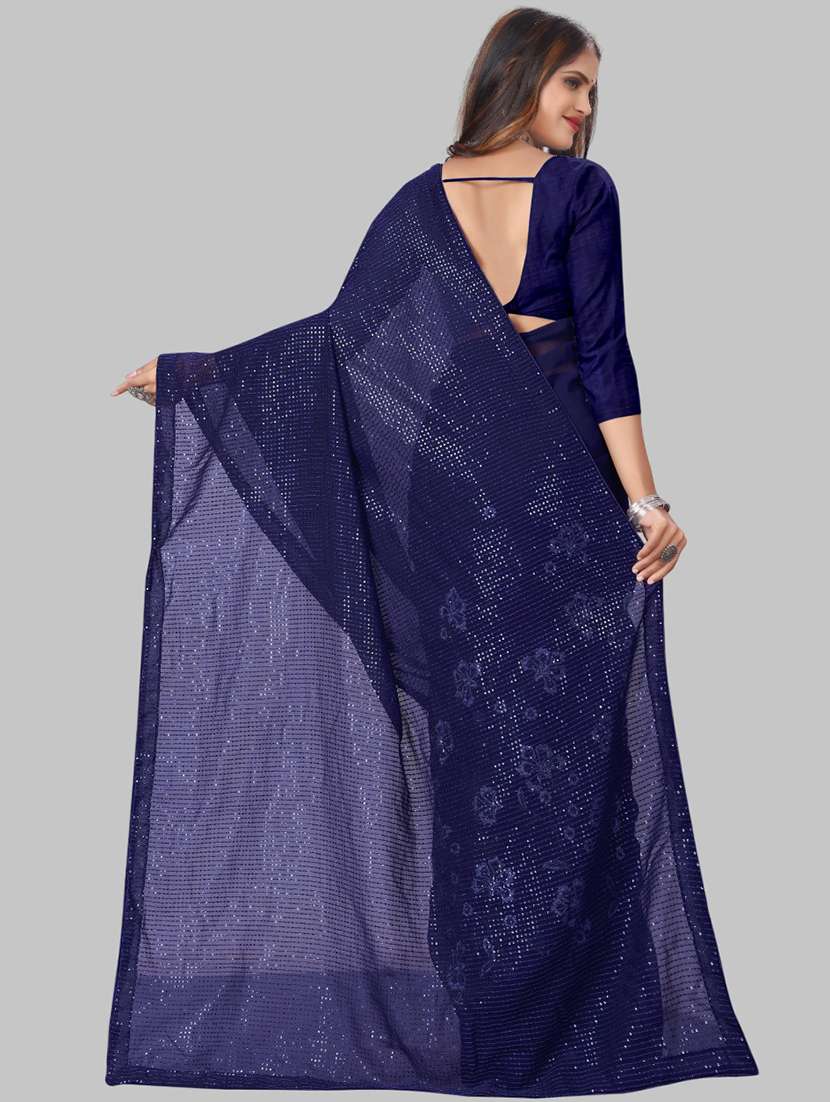 women solid with work embellished saree with blouse - 22103213 - Standard Image - 2