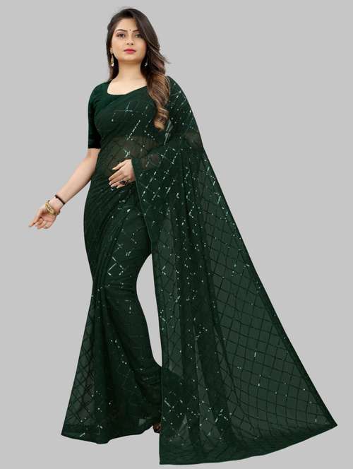 women solid with work embellished saree with blouse - 22103222 - Standard Image - 0