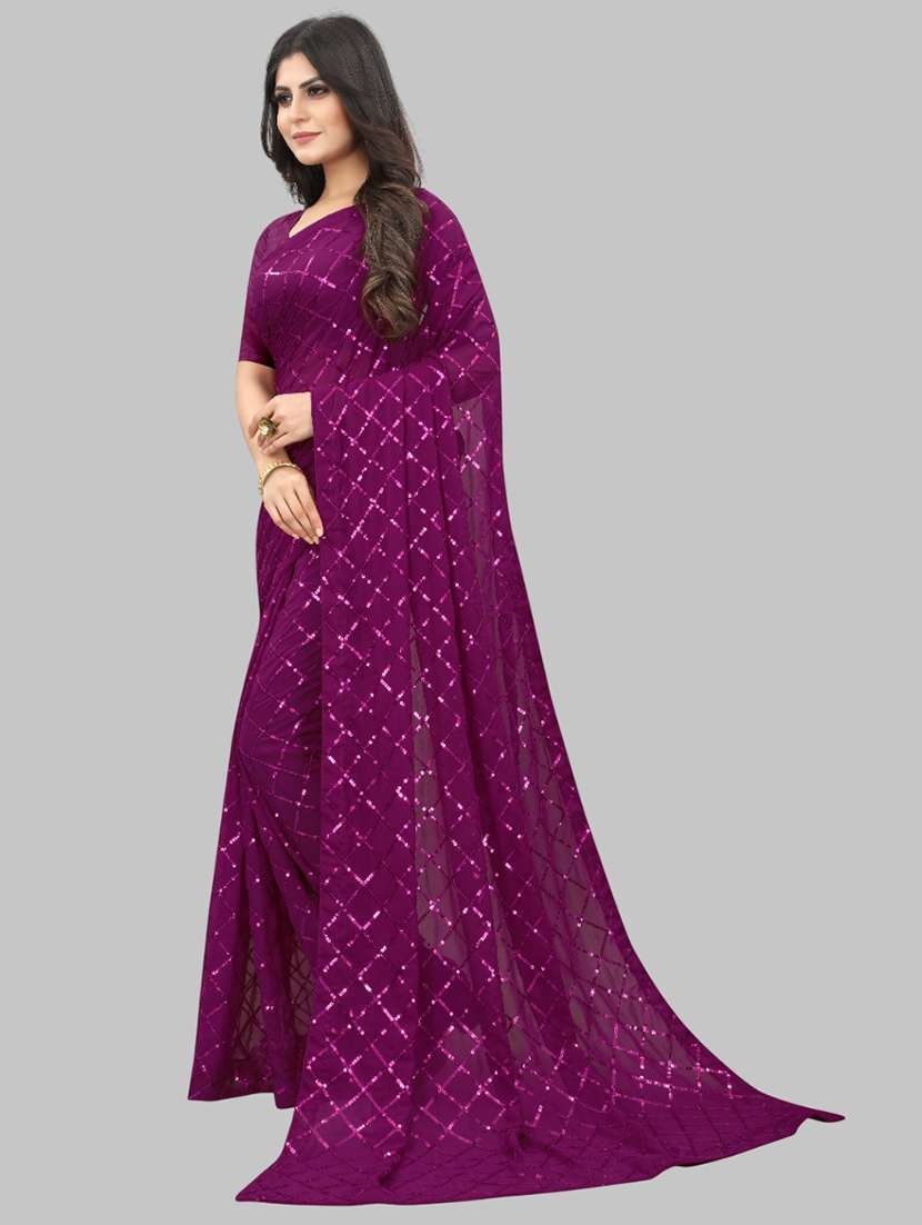 women solid with work embellished saree with blouse - 22103226 - Standard Image - 2